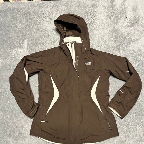 The North Face Coat Womens Large Hooded 3 in 1 Brown Parka Ski Jacket ** - Picture 1 of 13
